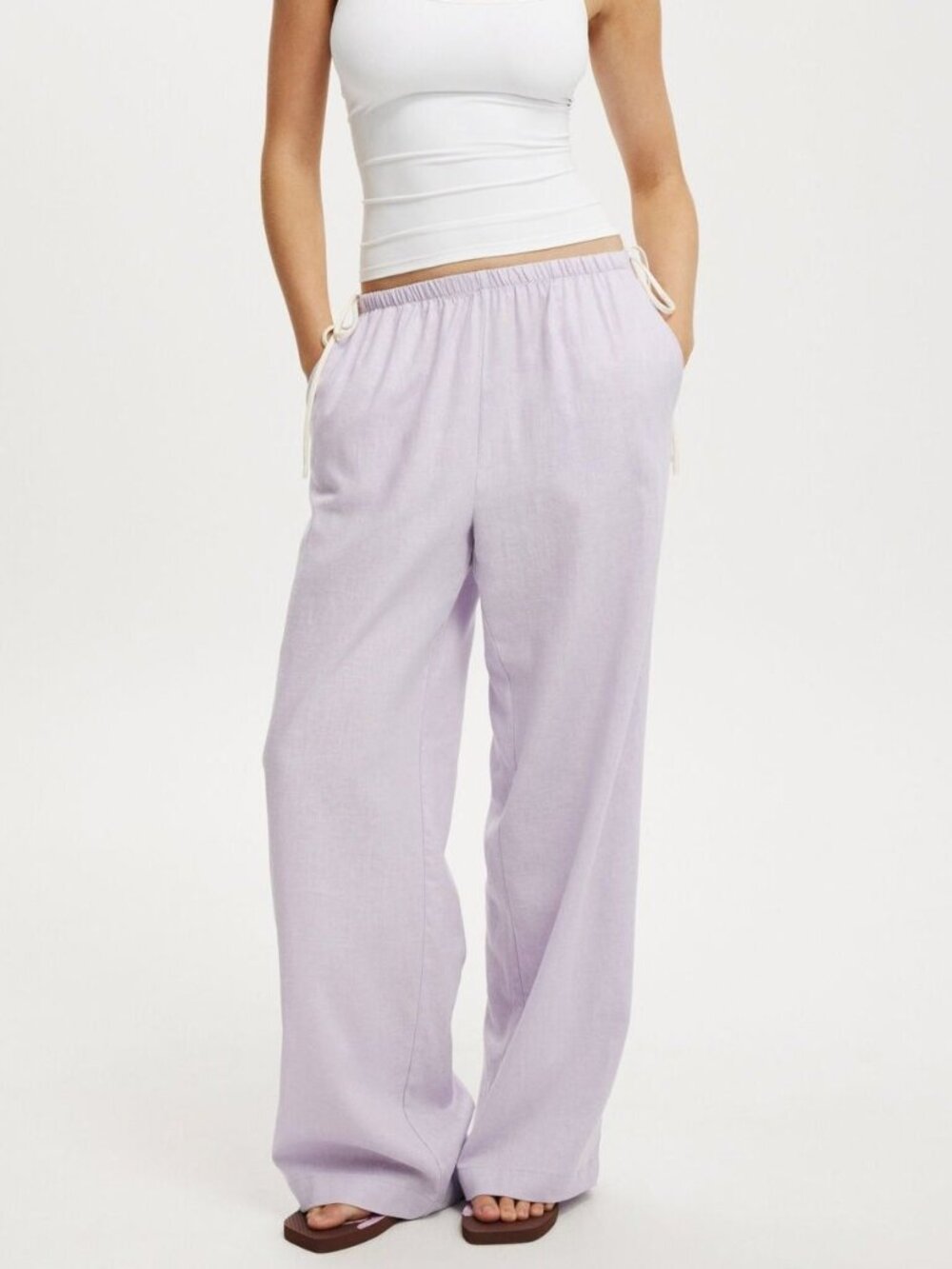 Cotton On Haven Side Tie Light Lilac Wide Leg Pants Size XS NWT
